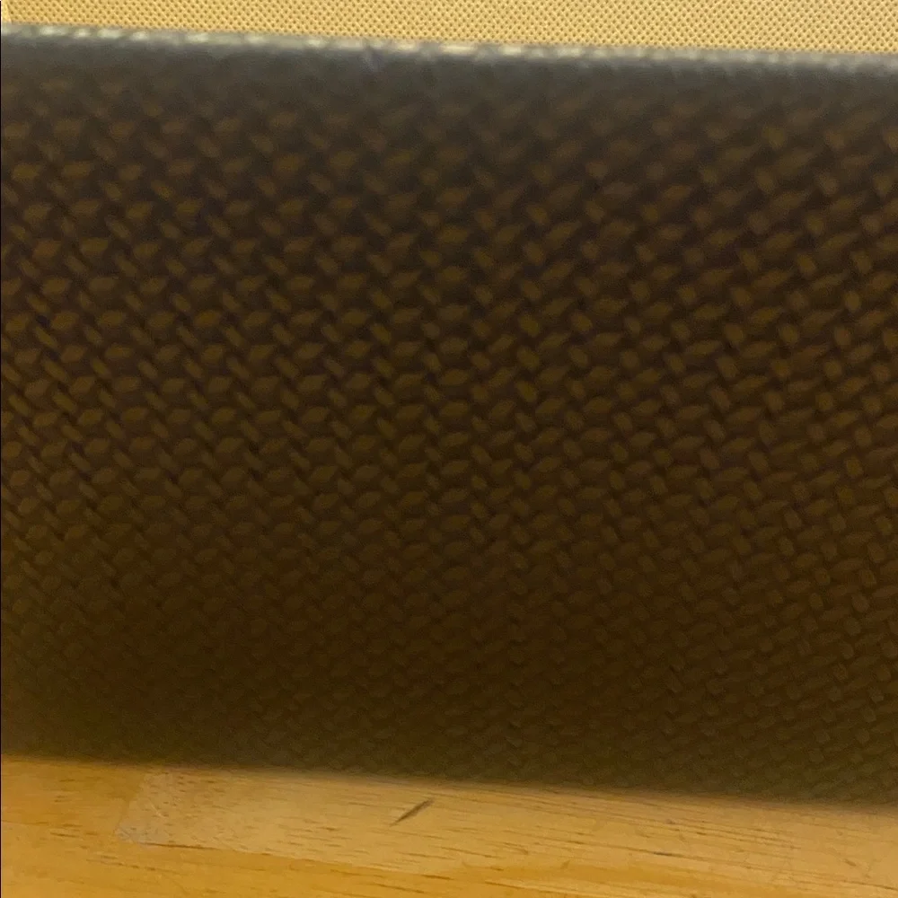 Black and Tan Woven Basket great for storage. Multi-use in br kitchen office